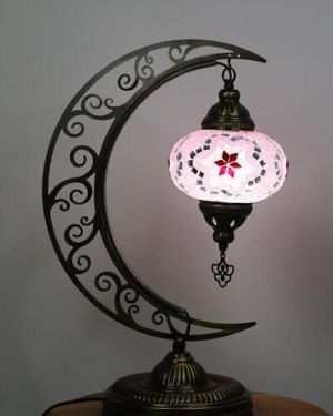 Pembe Otantik Masaüstü Mozaik Lamba