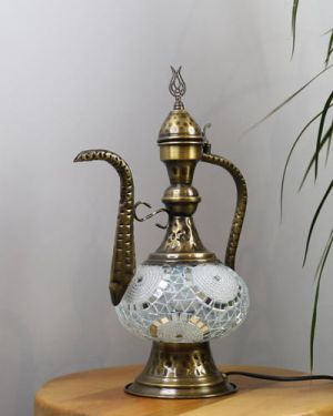 Beyaz Osmanlı İbrik Mozaik Lamba