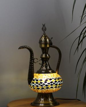 Kahverengi Osmanlı İbrik Mozaik Lamba