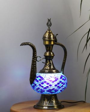 Koyu Mavi Osmanlı İbrik Mozaik Lamba
