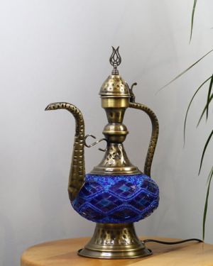 Koyu Mavi Osmanlı İbrik Mozaik Lamba