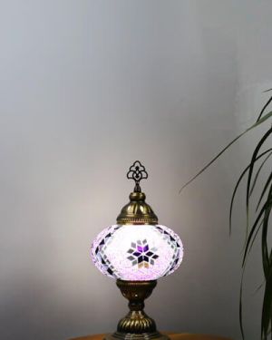 Leylak Rengi Otantik Masaüstü Mozaik Lamba