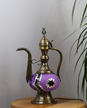 Mor Motifli İbrik Mozaik Lamba
